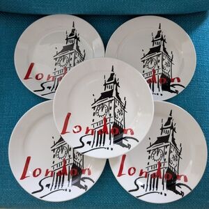 London Tower Big Ben Design Dinner Plates - Set of 5